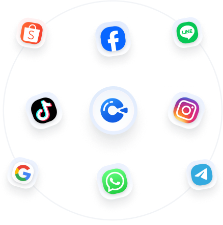 Platform integration diagram showing connected social media and e-commerce platforms